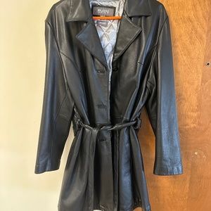 Women’s black leather coat